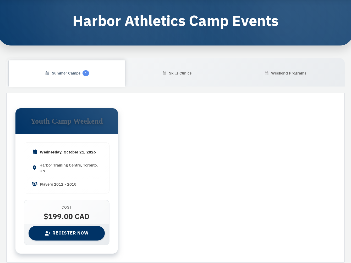 Camp events list