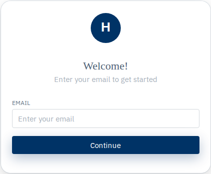 Email step of the login and registration form